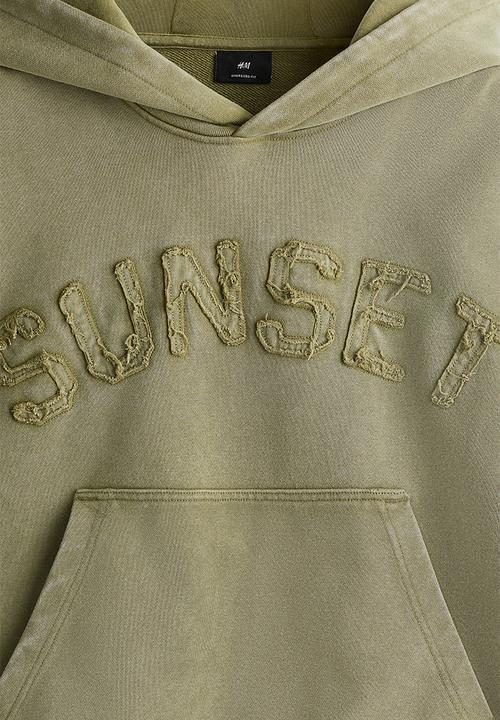H&M - Oversized fit printed hoodie - green sunset