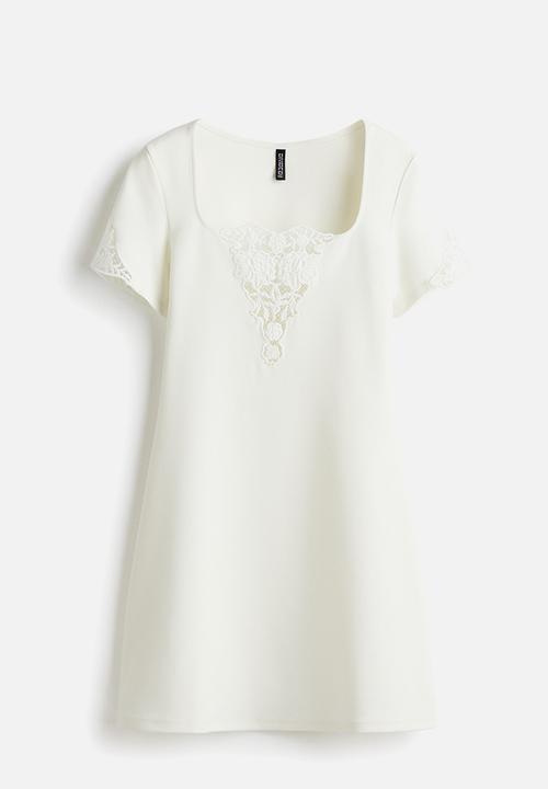 H&M - Embroidery-detail dress - white