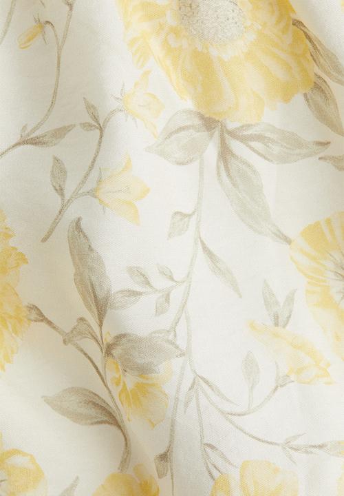 H&M - Frill-trimmed skirt -  white/yellow floral 