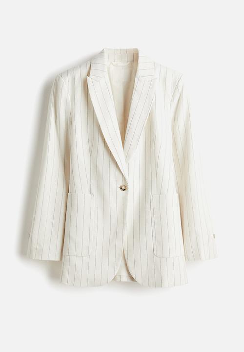 H&M - Fitted blazer - cream & pinstriped
