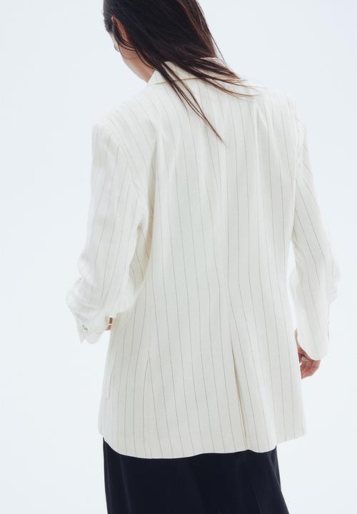 H&M - Fitted blazer - cream & pinstriped