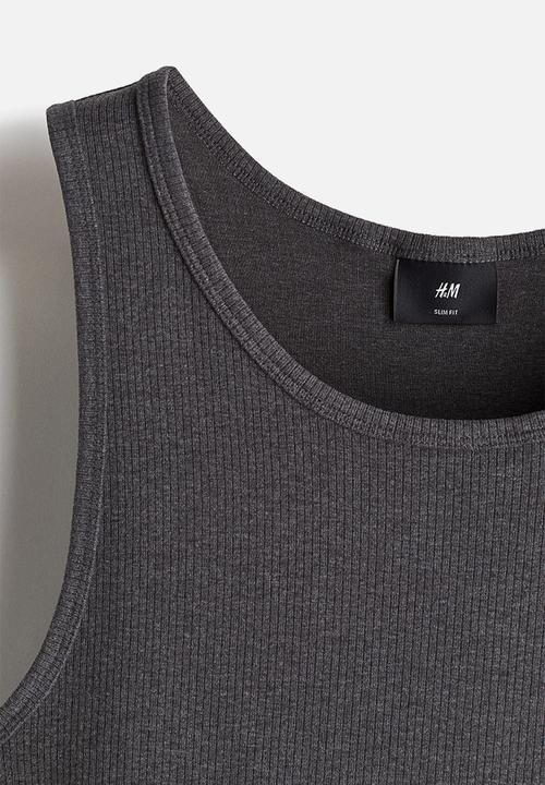 H&M - Slim fit ribbed vest top - dark grey