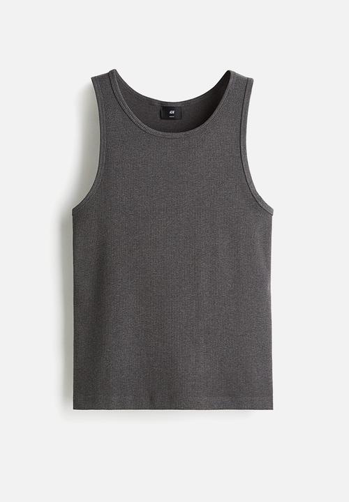 H&M - Slim fit ribbed vest top - dark grey