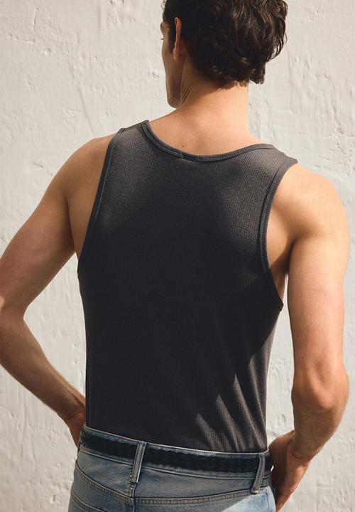 H&M - Slim fit ribbed vest top - dark grey