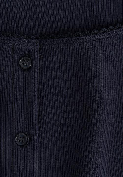 H&M - Ribbed button-front top - navy blue