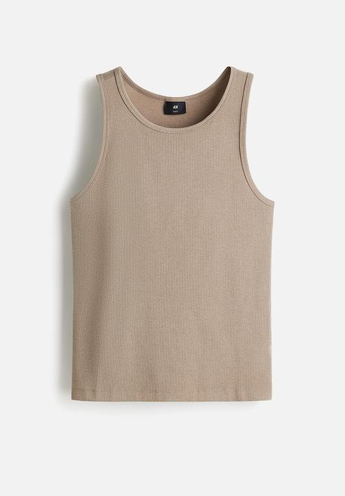 H&M - Slim fit ribbed vest top - beige