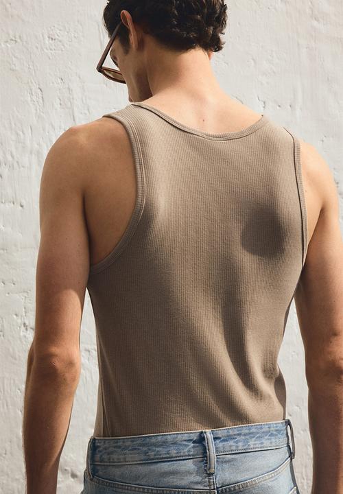 H&M - Slim fit ribbed vest top - beige