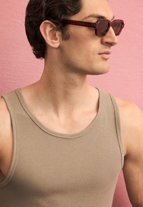 H&M - Slim fit ribbed vest top - beige