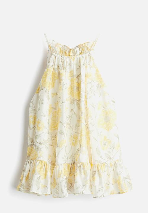 H&M - Frill-detail sleeveless top - white/yellow floral 