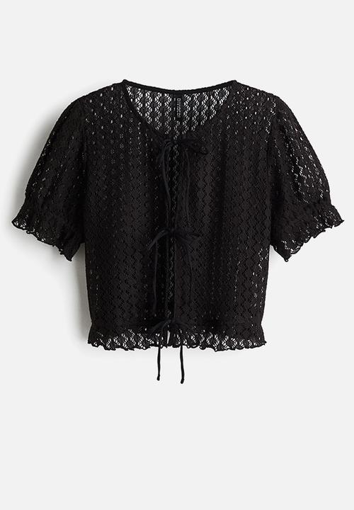H&M - Pointelle-knit top - black