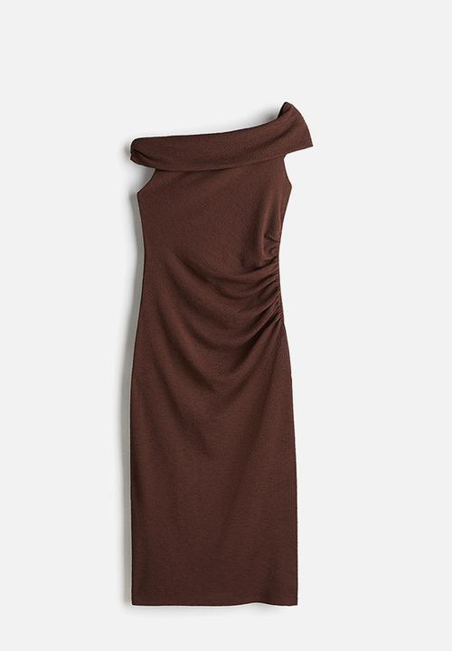 H&M - Draped one-shoulder dress - dark brown