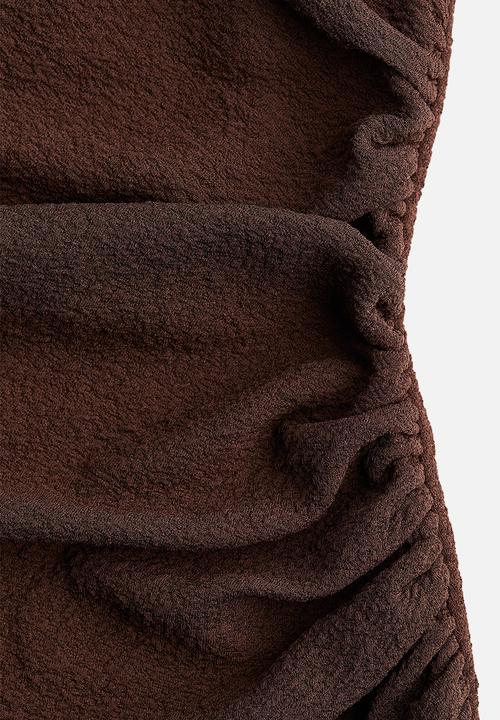 H&M - Draped one-shoulder dress - dark brown