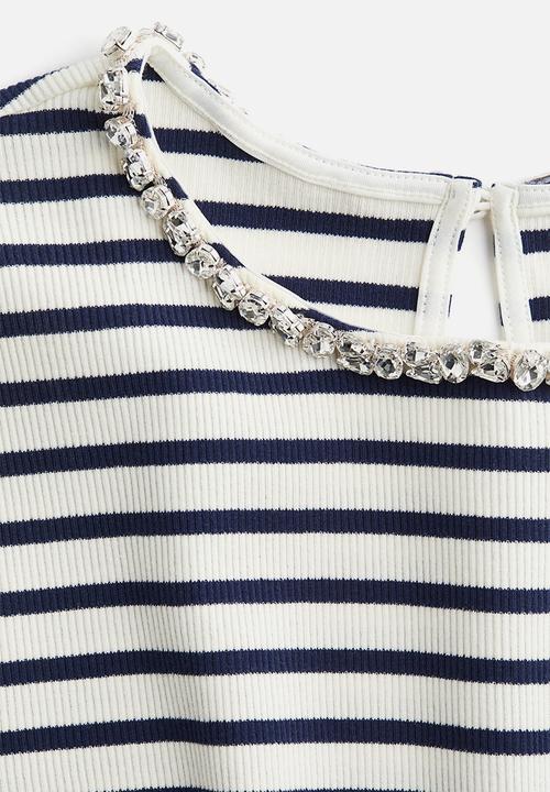 H&M - Rhinestone-embellished t-shirt - multi,white