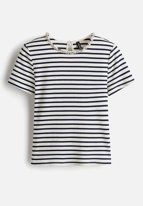 H&M - Rhinestone-embellished t-shirt - multi,white