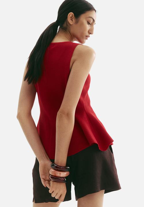 H&M - Rib-knit peplum vest top - dark red