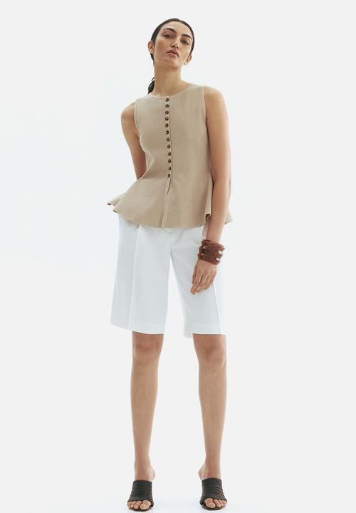H&M - Rib-knit peplum vest top - beige