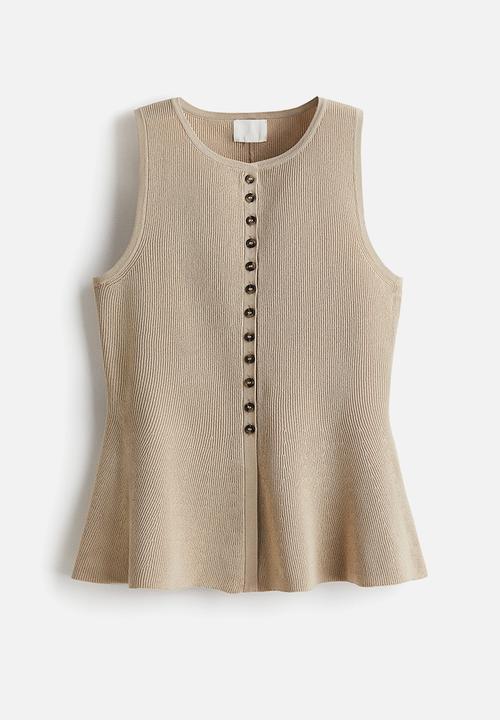 H&M - Rib-knit peplum vest top - beige