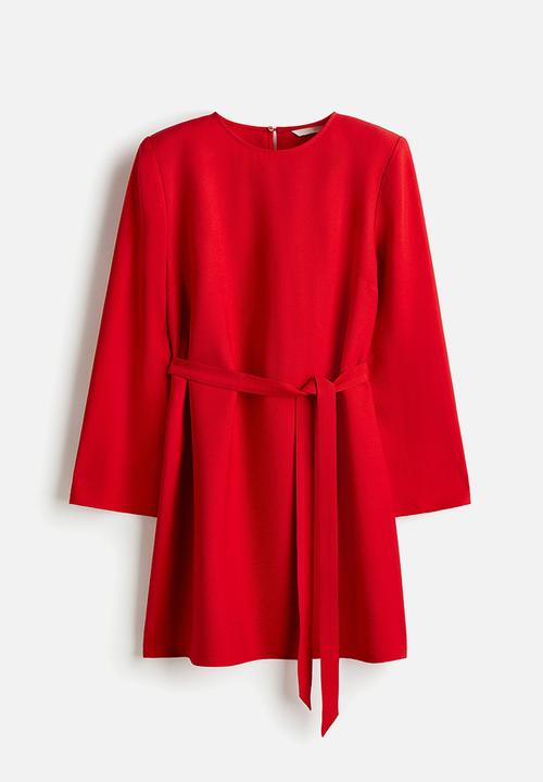 H&M - Tie-belt dress - bright red
