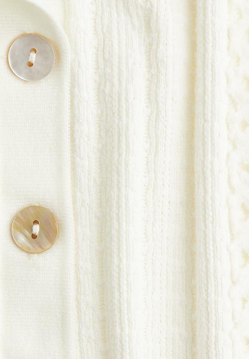 H&M - Hole-knit polo shirt - cream