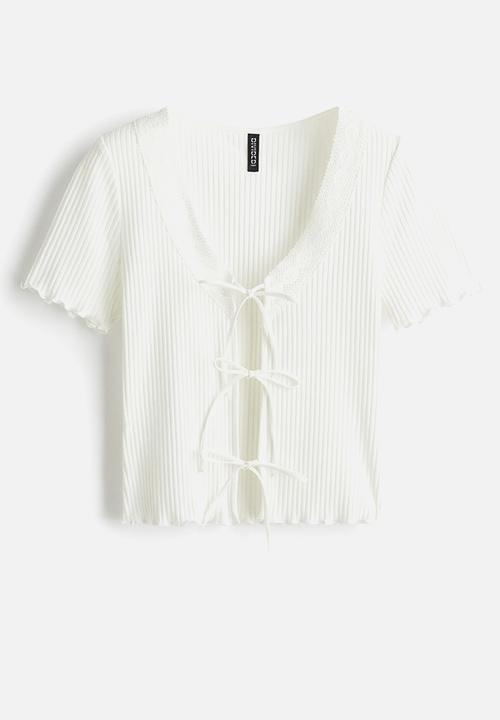 H&M - Tie-front top - white