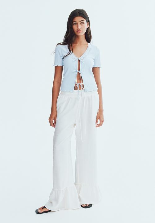 H&M - Tie-front top - light blue