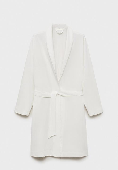 MANGO - Dressing gown bordado- white