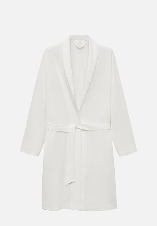 MANGO - Dressing gown bordado- white