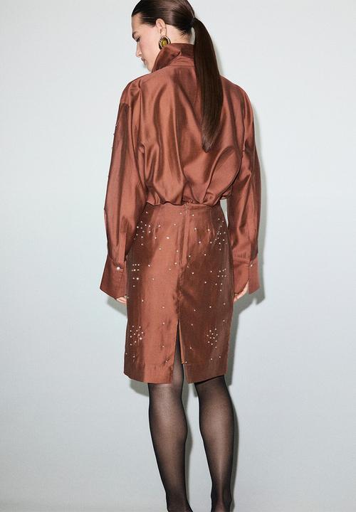 MANGO - Skirt smokey - rust/copper