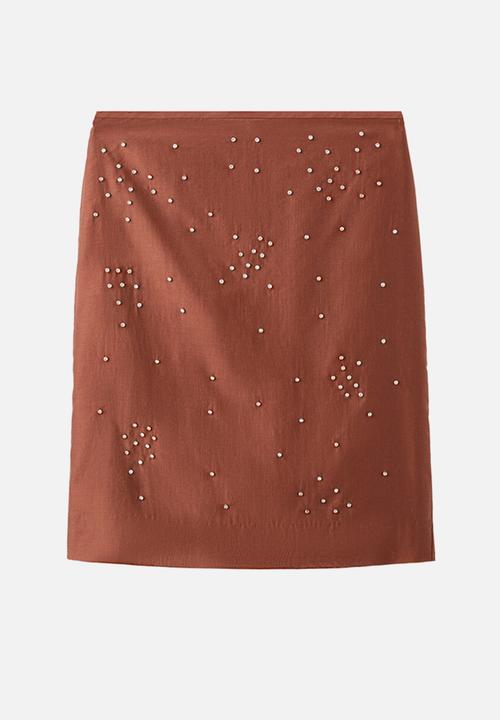 MANGO - Skirt smokey - rust/copper