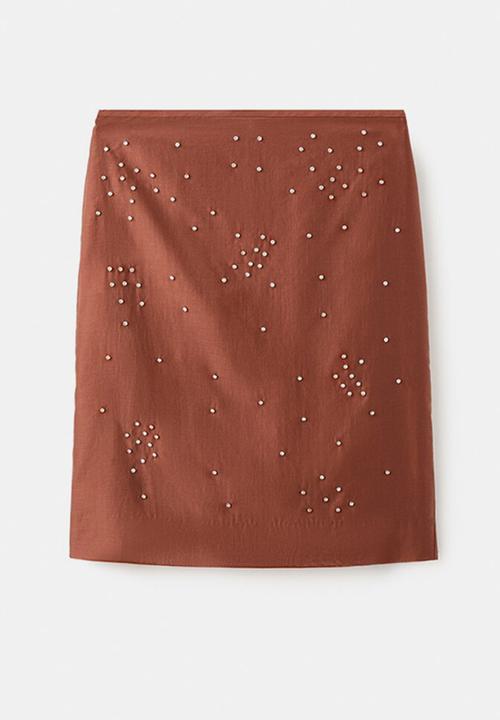 MANGO - Skirt smokey - rust/copper