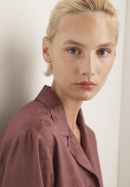 MANGO - Pyjama shirt quars- brown