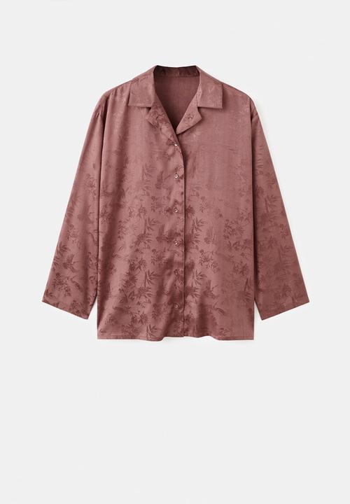 MANGO - Pyjama shirt quars- brown