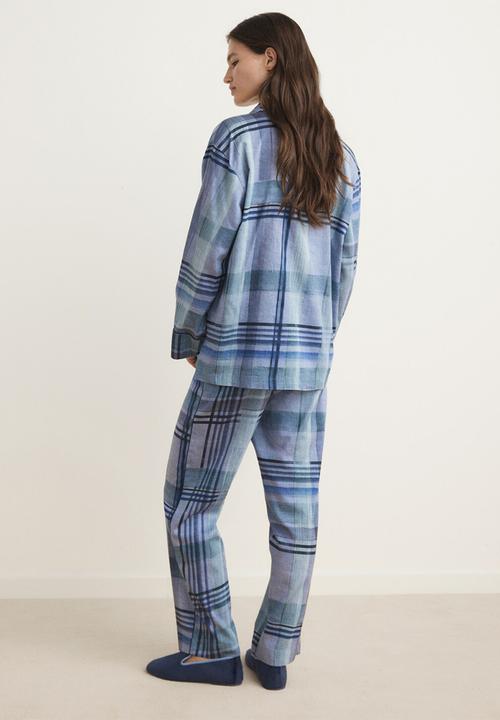 MANGO - Pyjama trouser chessy- blue