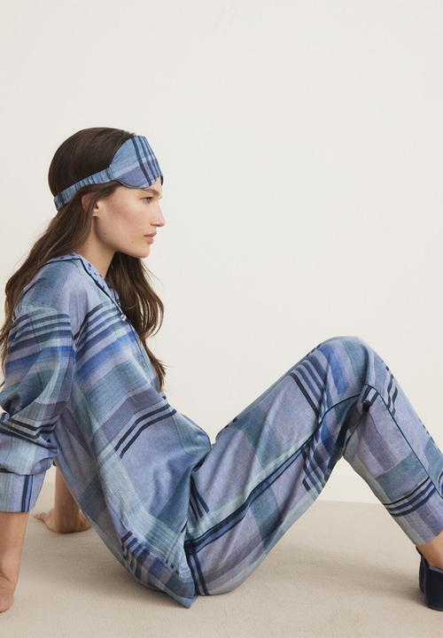 MANGO - Pyjama trouser chessy- blue