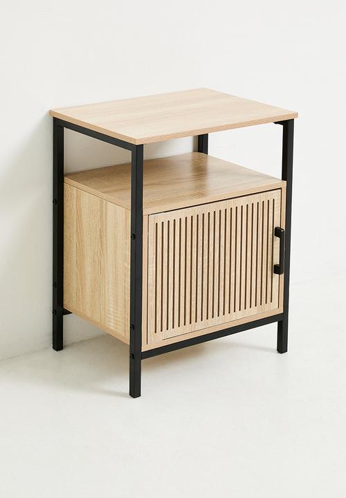 H&S - Single fluted door side table - black/natural