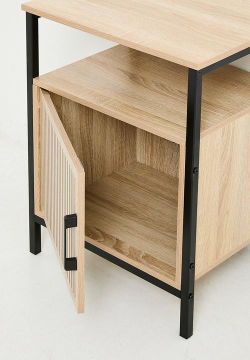 H&S - Single fluted door side table - black/natural
