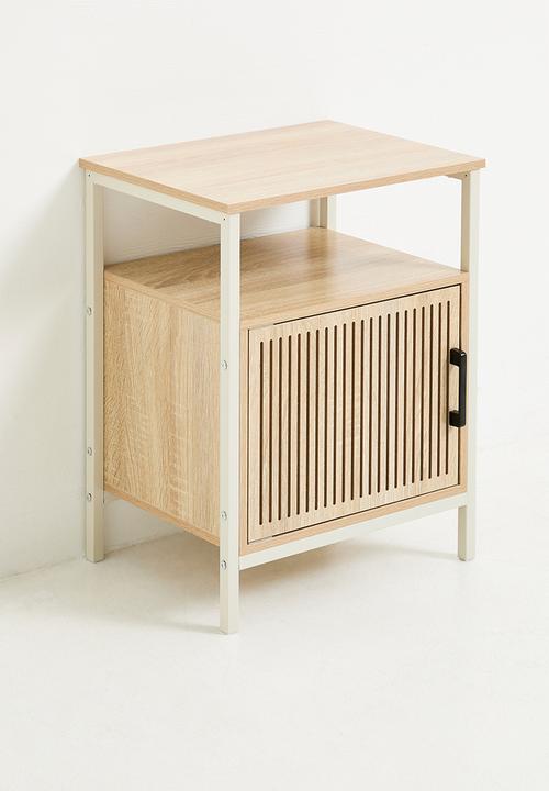 H&S - Single fluted door side table - white/natural