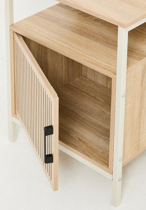 H&S - Single fluted door side table - white/natural