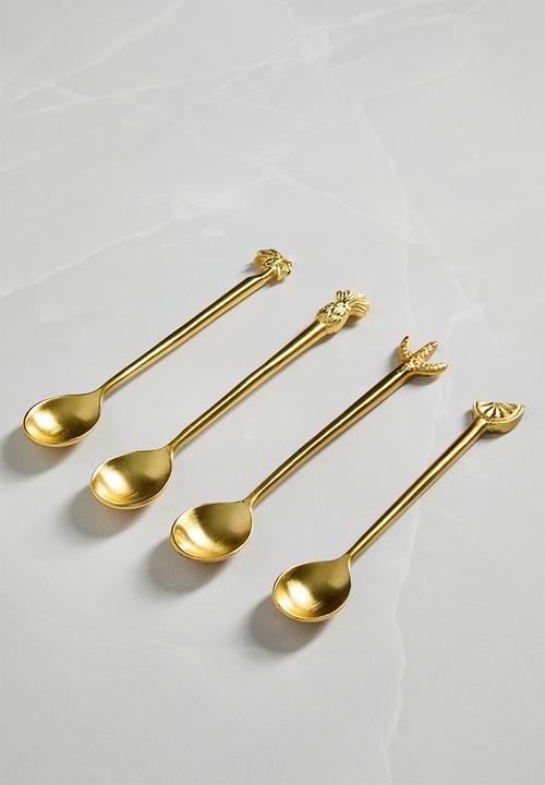 Sixth Floor - Tropical dessert spoons set of 4 - Gold