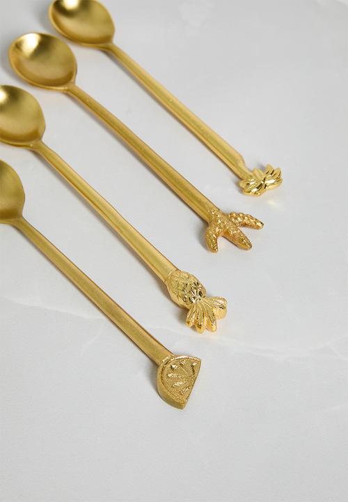 Sixth Floor - Tropical dessert spoons set of 4 - Gold