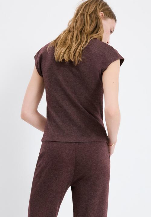 MANGO - T-shirt michi - burgundy