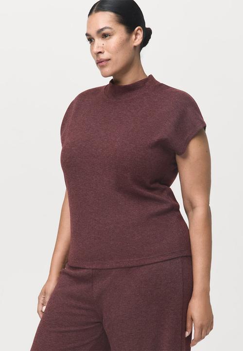 MANGO - T-shirt michi - burgundy