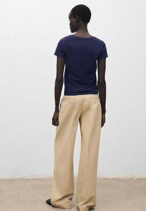 MANGO - T-shirt mangolog-w - navy