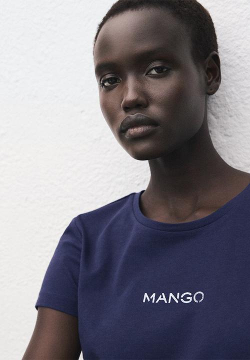 MANGO - T-shirt mangolog-w - navy