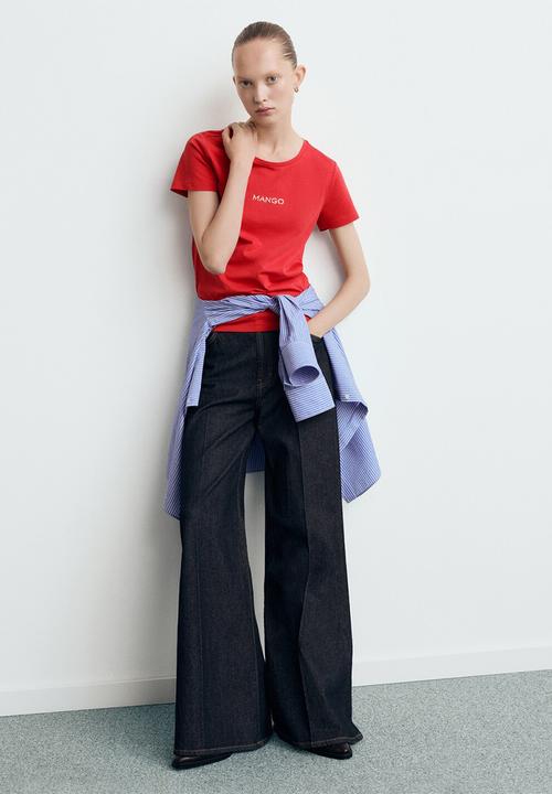 MANGO - T-shirt mangolog-w - bright red