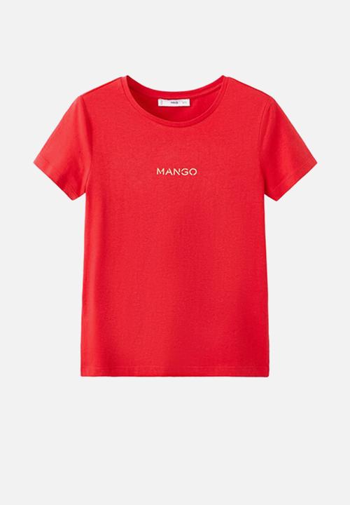 MANGO - T-shirt mangolog-w - bright red