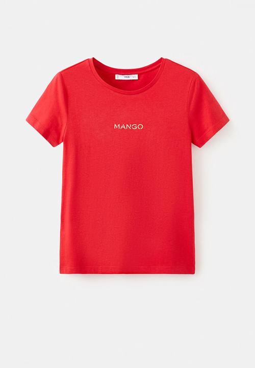 MANGO - T-shirt mangolog-w - bright red