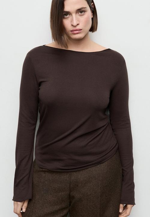 MANGO - T-shirt ani - brown