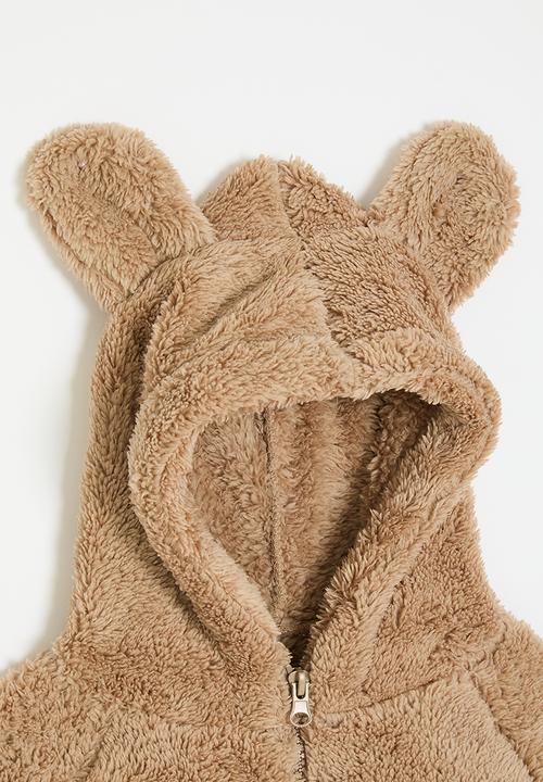 Pop Candy - Teddy fleece jacket with bear ears - brown