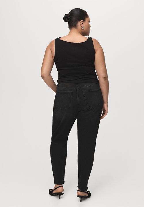 MANGO - Jeans newmom - open gray
